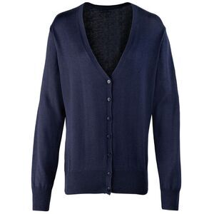 Premier Womens/Ladies Cotton Acrylic V Neck Cardigan / Navy